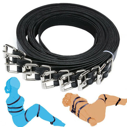 7Pcs PU Leather Bondage Set Straps Wrist Handcuffs Bed Bondages Body Harness Love Aid Belt Adult Game Sex Toys for Couple