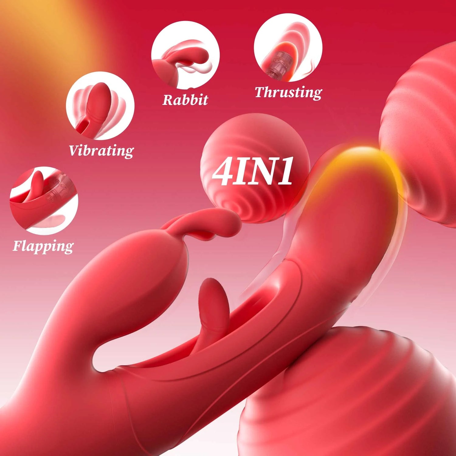 Female Sex Toys Thrusting Rabbit Vibrator for Women with 7 Powerful Vibrations & 4 Flapping Modes, Waterproof Adult Toy